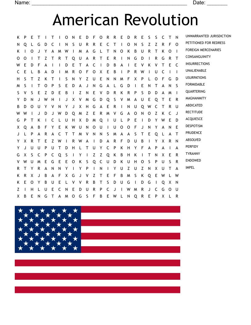Are you or one of your children beginning college soon and are in search of scholarships? American Revolution Word Search Wordmint
