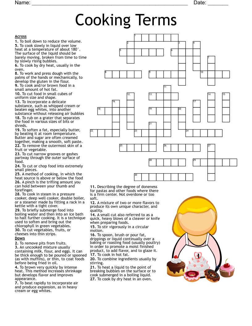 Browse cooking terms resources on teachers pay teachers, a marketplace trusted by millions. Cooking Methods Crossword Wordmint