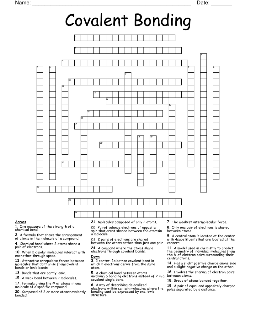 We've put together a guide to appraising and getting the most for your antiques. Covalent Bonding Crossword Wordmint