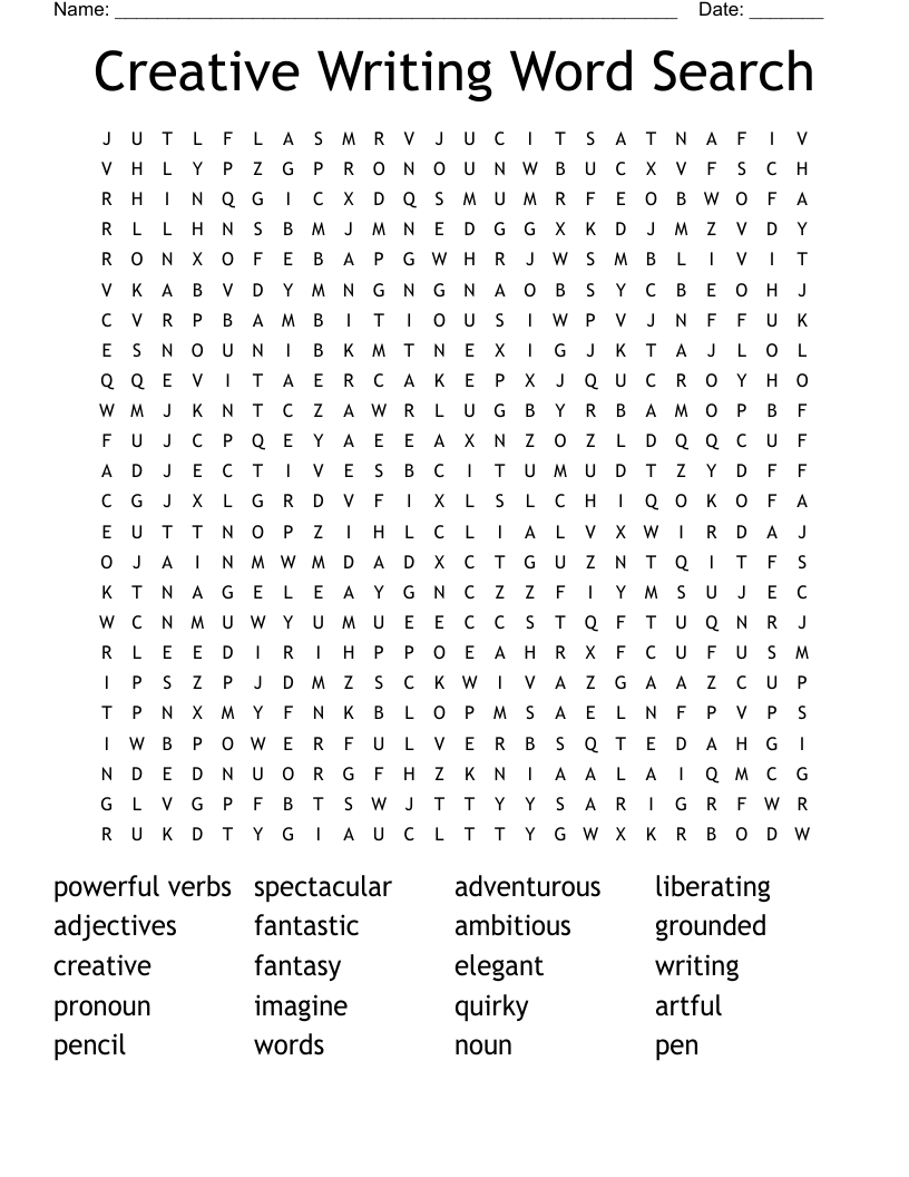 Too many people don't know how to write. Creative Writing Word Search Wordmint