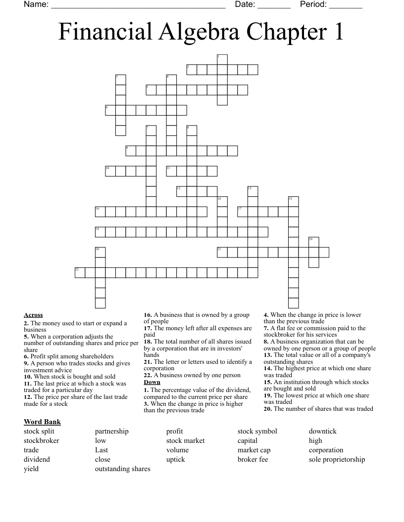 Private companies are neither government owned, nor traded publicly. Business Management Crossword Wordmint