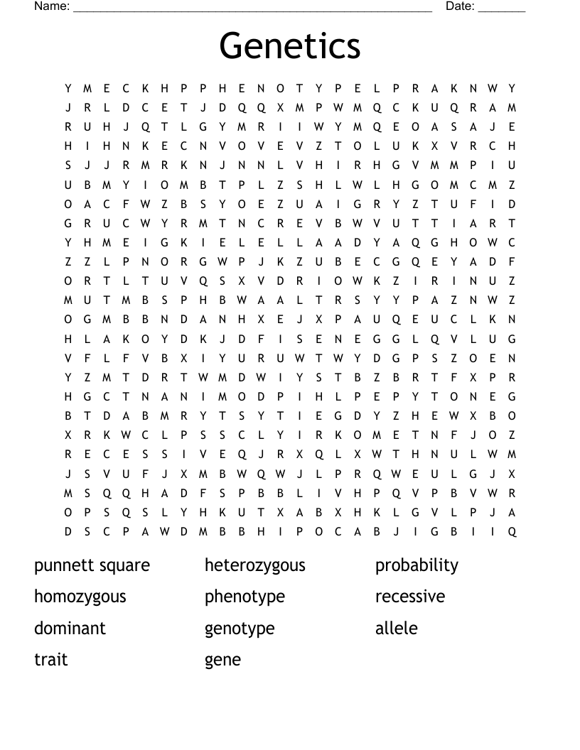 V r c i l q g z e j r n g m l. Genetics Word Search Wordmint