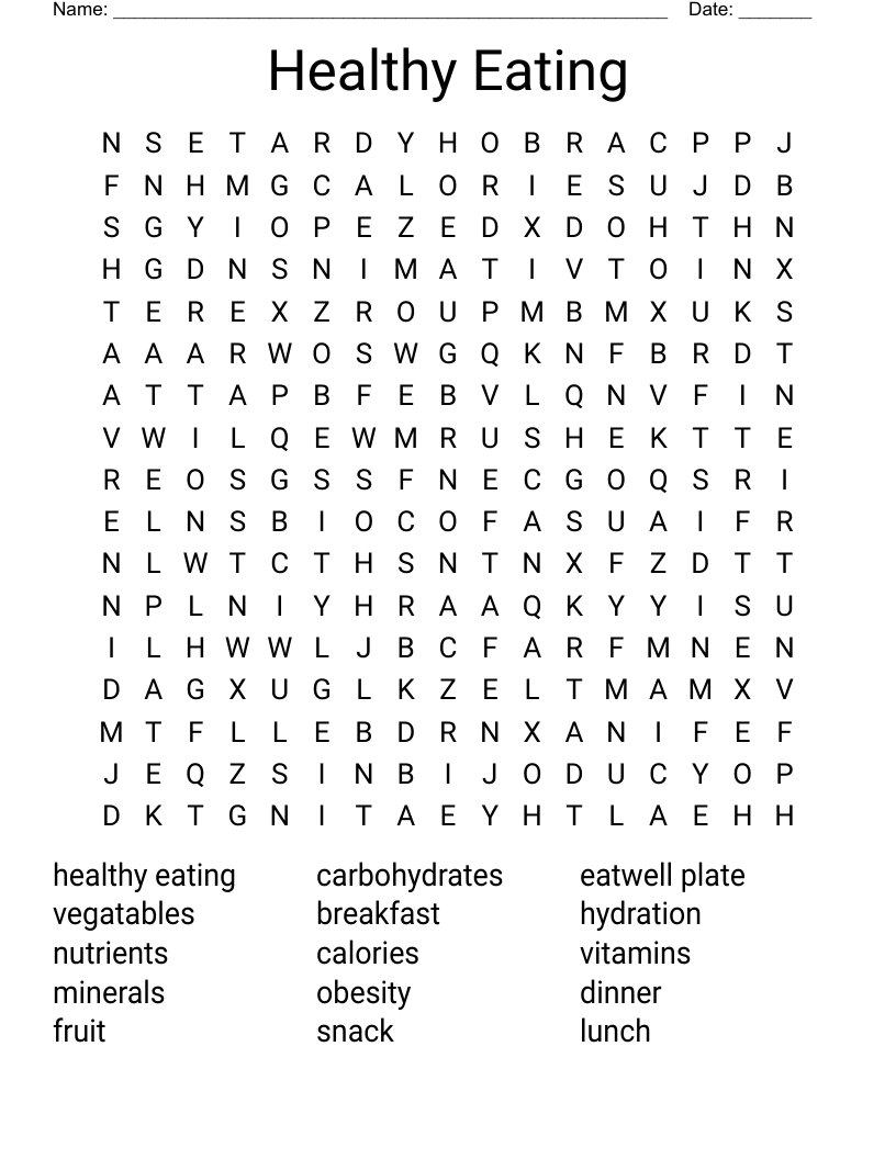 healthy eating word search wordmint