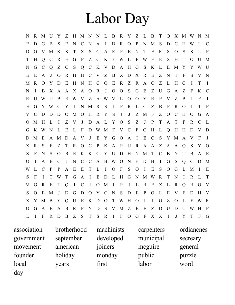Check your google search history to see how many searches you perform daily. Labor Day Word Search Wordmint