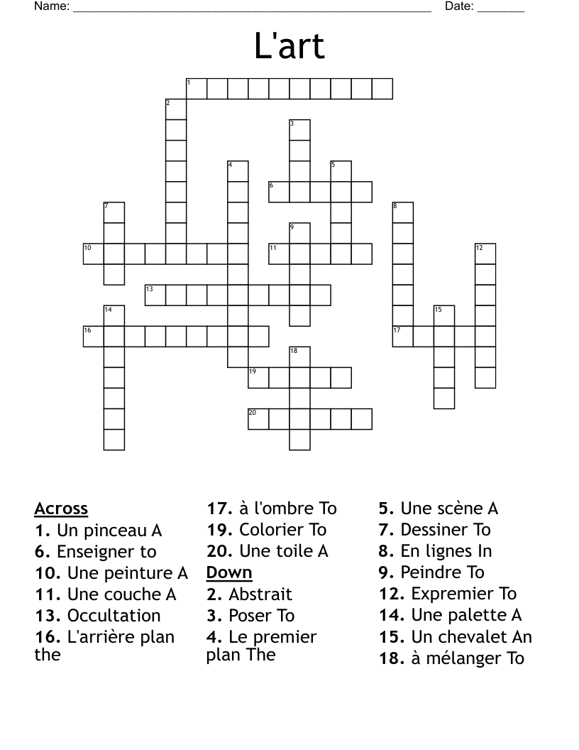 L Art Crossword Wordmint