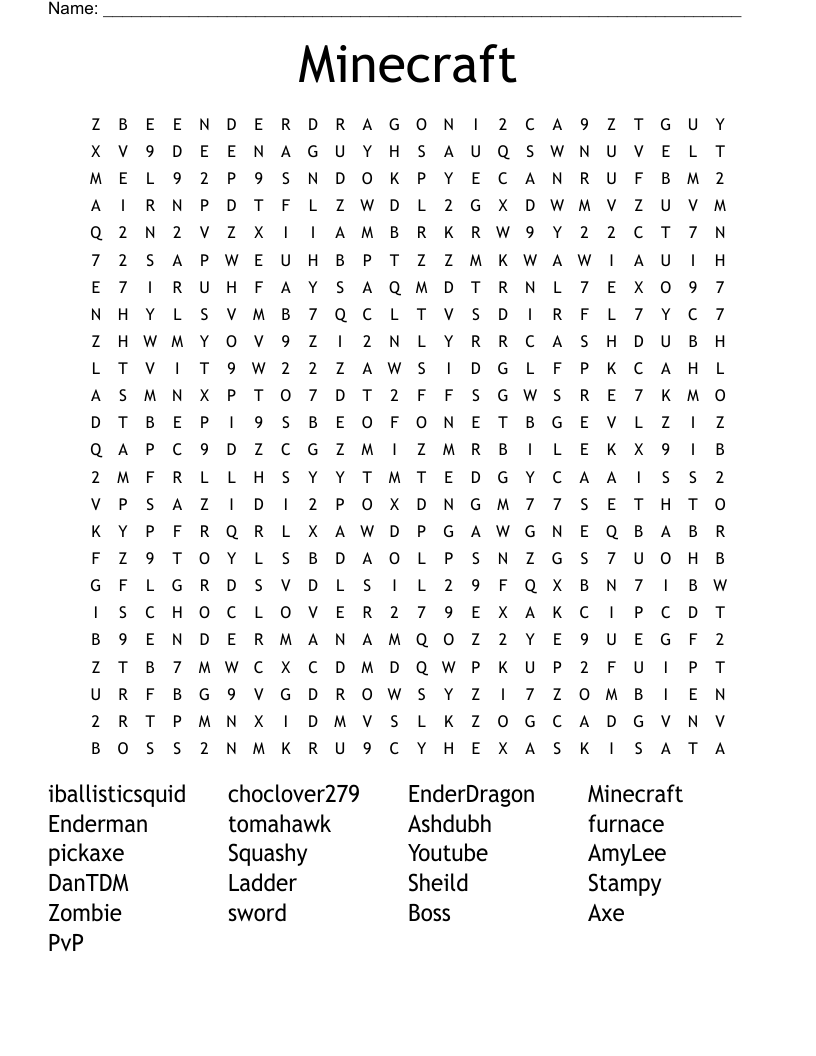 minecraft word search wordmint