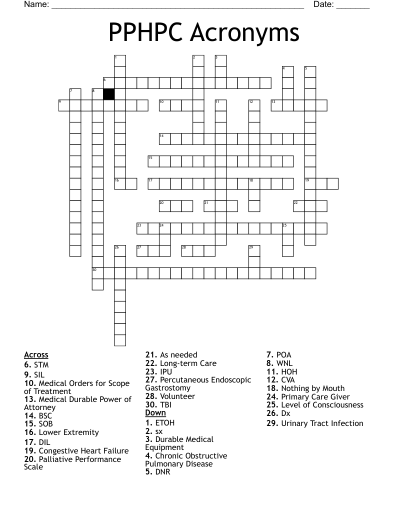 An article written by robert h. Medical Abbreviations Crossword Wordmint
