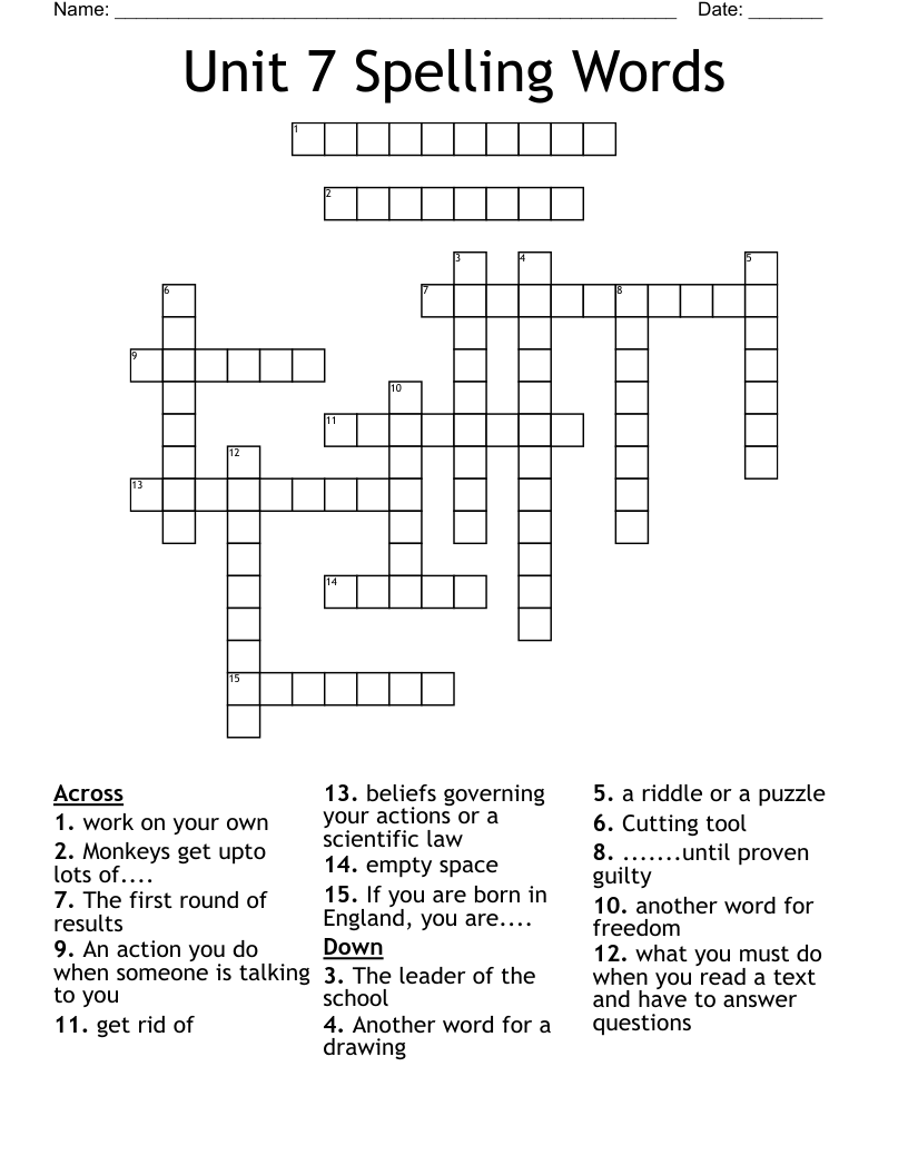 Unit Pricing Word Crossword Vocabulary Crossword Puzzles Vector 