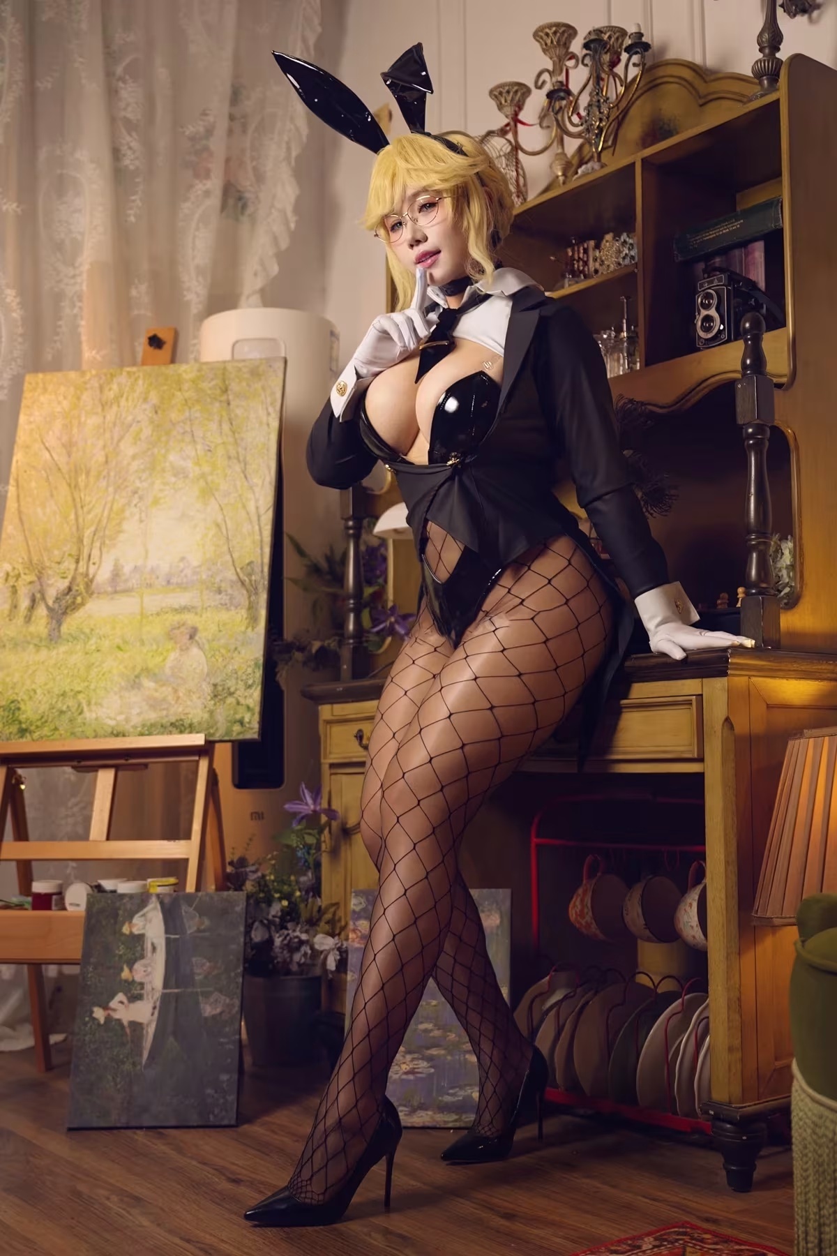 Cosplay 麻花麻花醬 – 勝利女神：妮姬 伊萊格 & 妮姬 愛德 兔女郎(3)