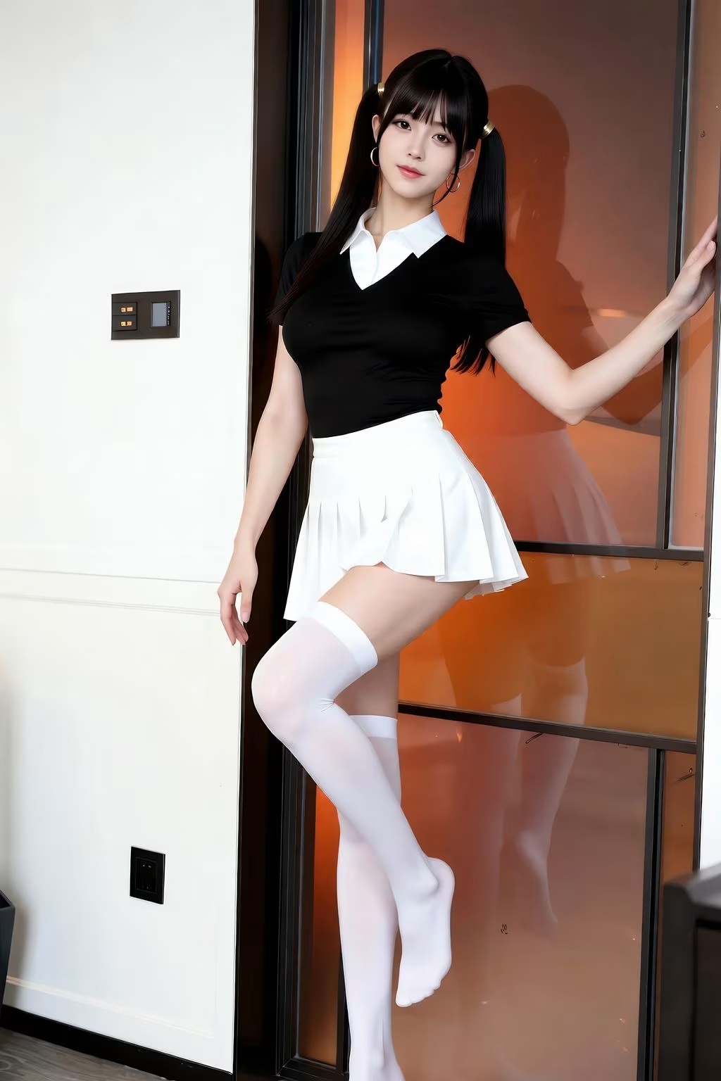 AIGirl 柚柚sasa 白色百褶裙(29)