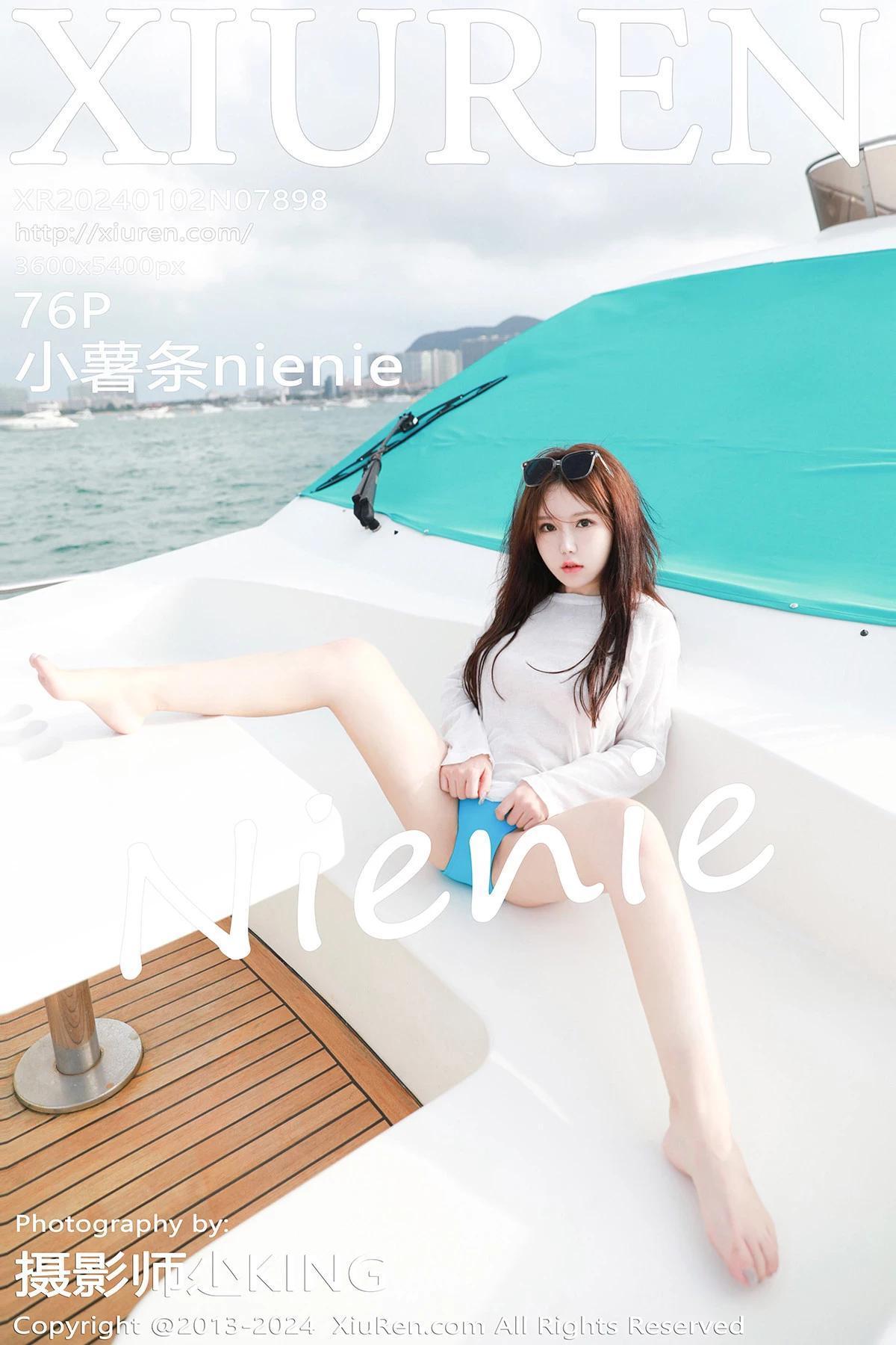 XiuRen第7898期_模特小薯條nienie遊艇場景性感藍色比基尼服秀完美身材誘惑寫真76P(76)