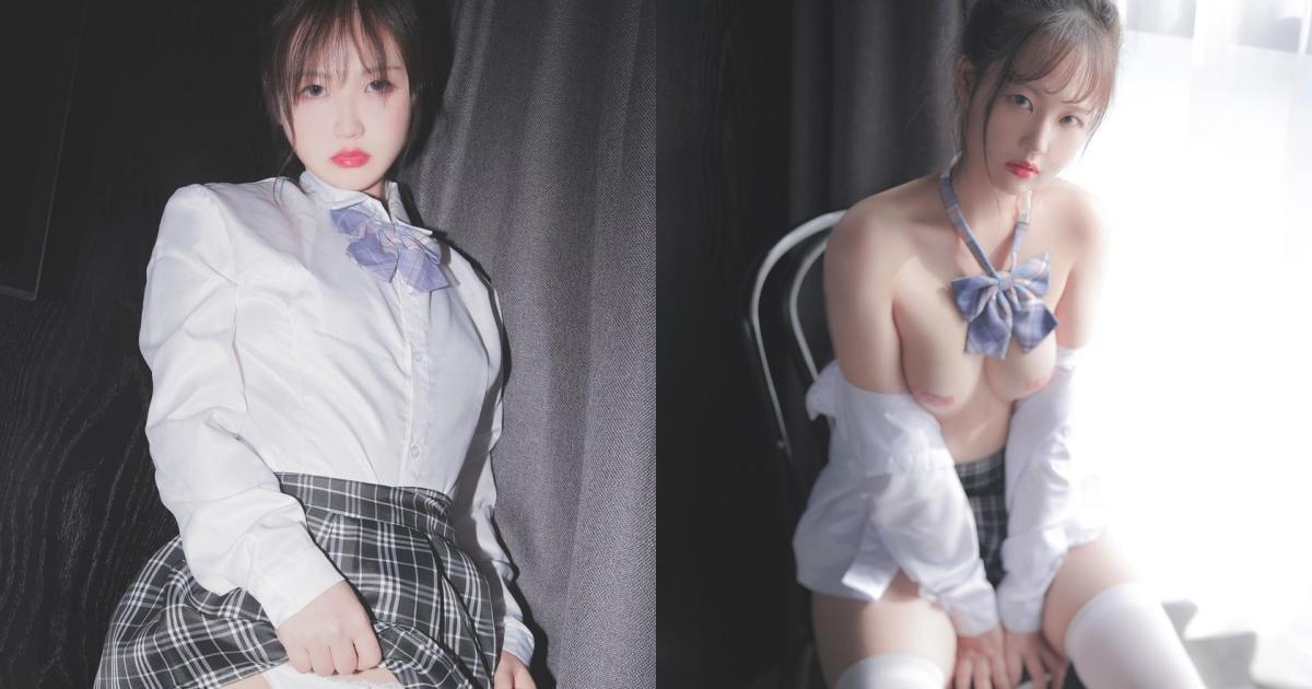 尺度没在怕！清纯学生妹游走在「露点边缘」，超白嫩美肌和「丰满雪乳」大胆外露！(1)