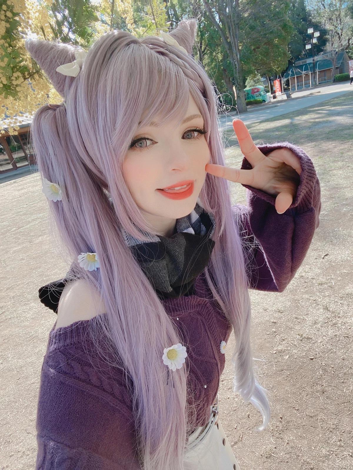 愛爾蘭蘿莉美女Peach Milky原神刻晴主題私房性感紫色蕾絲內衣秀完美身材誘惑寫真114P(17)