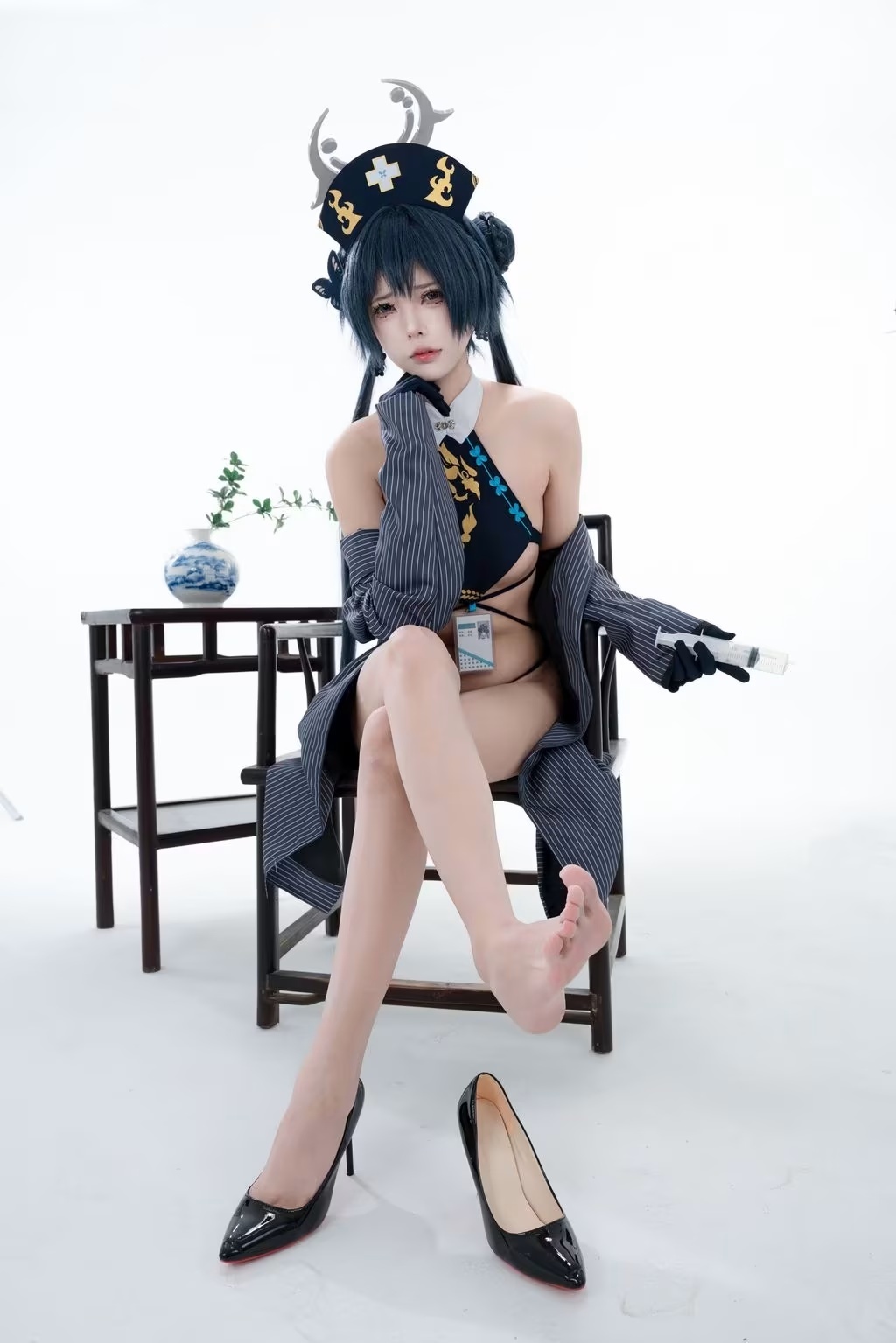 君顏圓又圓cosplay蔚藍檔案龍華妃咲護士(42)