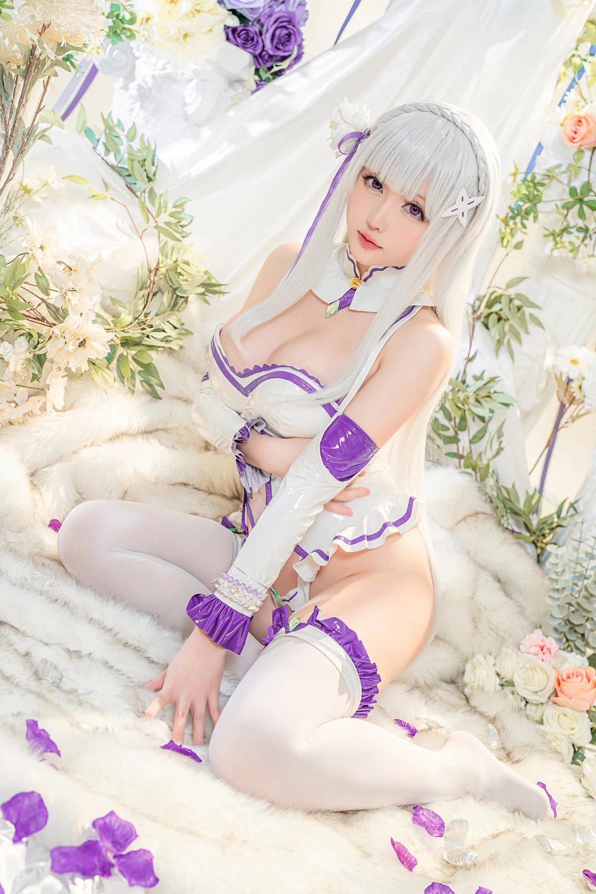 Coser小姐姐星之遲遲愛蜜莉雅主題私房性感低胸連體衣配白絲襪完美誘惑寫真97P(48)