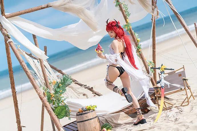 明日方舟史尔特尔泳装cos缤纷奇境 cn阿包也是兔娘(6)