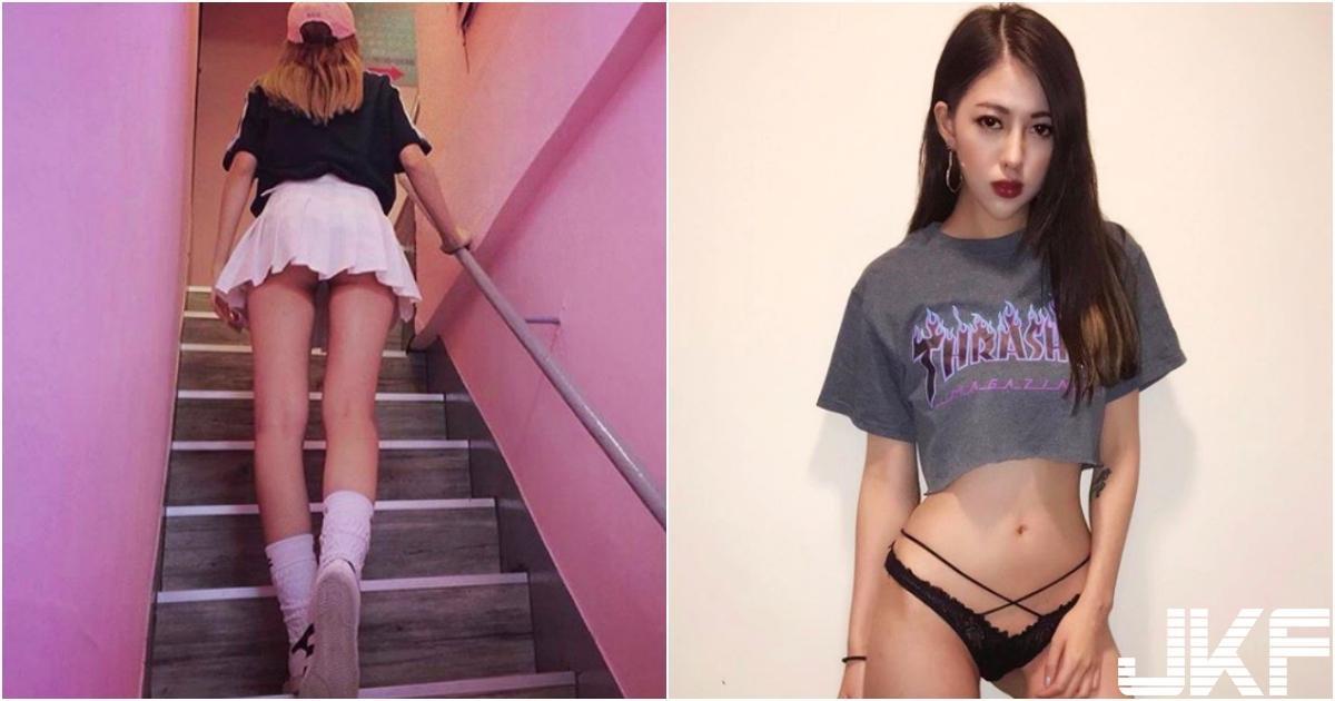 上楼梯惊见「短裙美腿妹」！绝对领域下「浑圆小屁屁」若隐若现！台湾妹子不得了！(1)