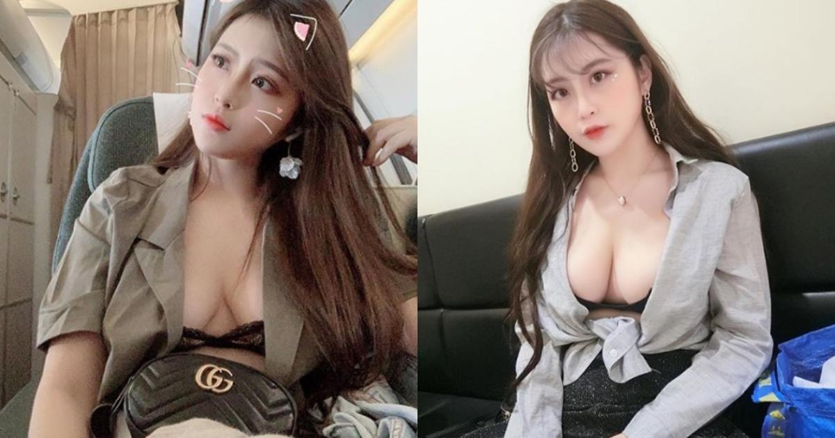 正妹「ω型奶」开中路搭飞机，全体空服员忍不住来回参观好多次！(1)