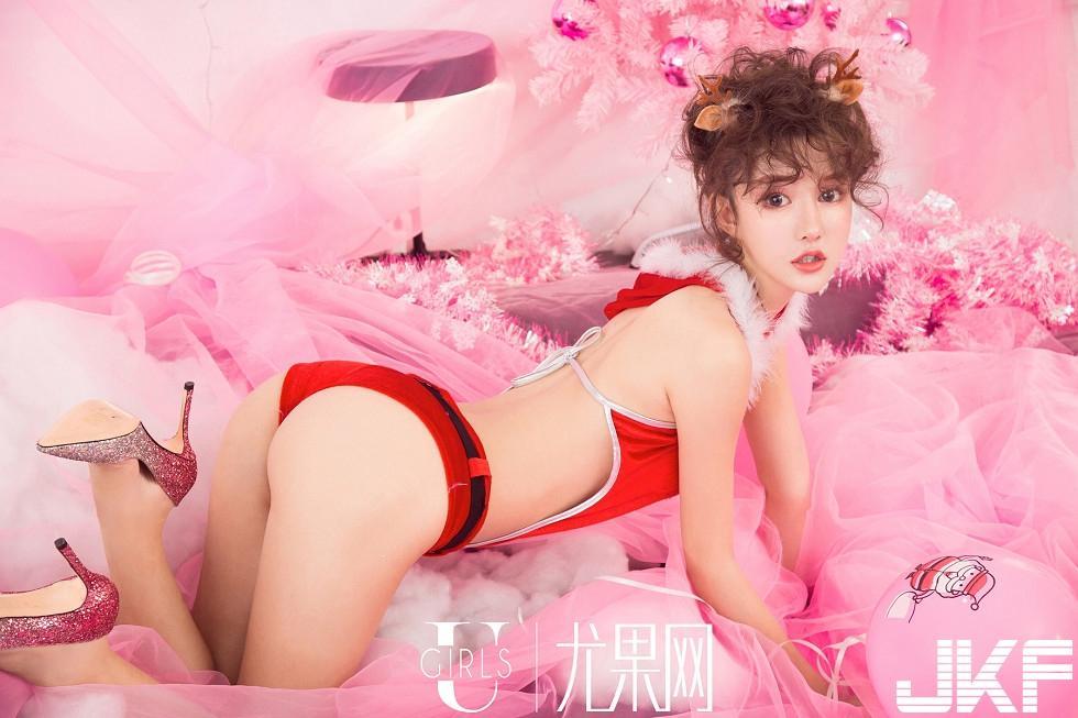 尤果网圣诞之夜子夜弥撒圣诞女郎粉色情趣内衣秀完美身材写真(25)