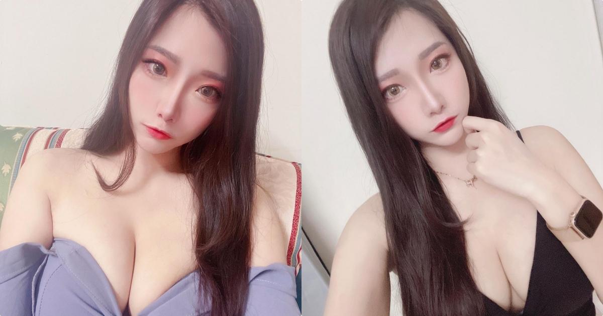 正妹「桃桃儿」展现丰满大深沟，「紫色低胸装」画面超勾人！-小湿妹图(1)