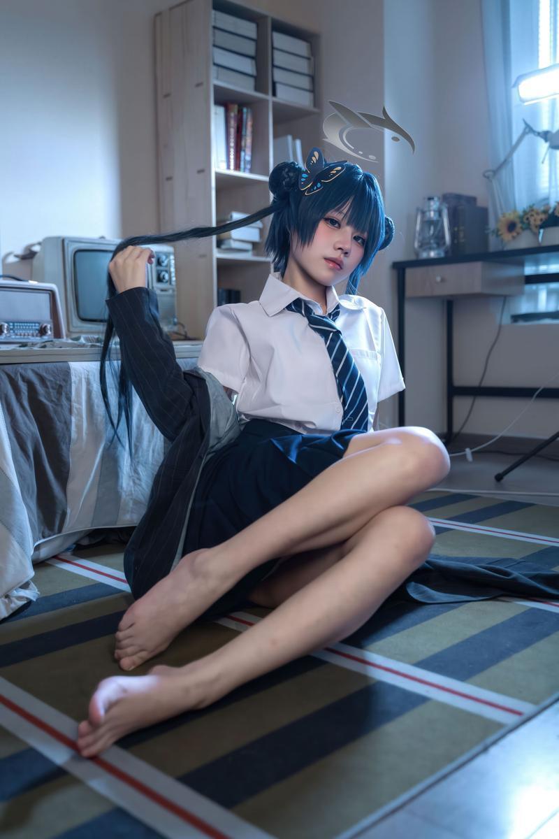 [Cosplay] 清水凪 蔚蓝档案 龙华妃咲 JK(50)