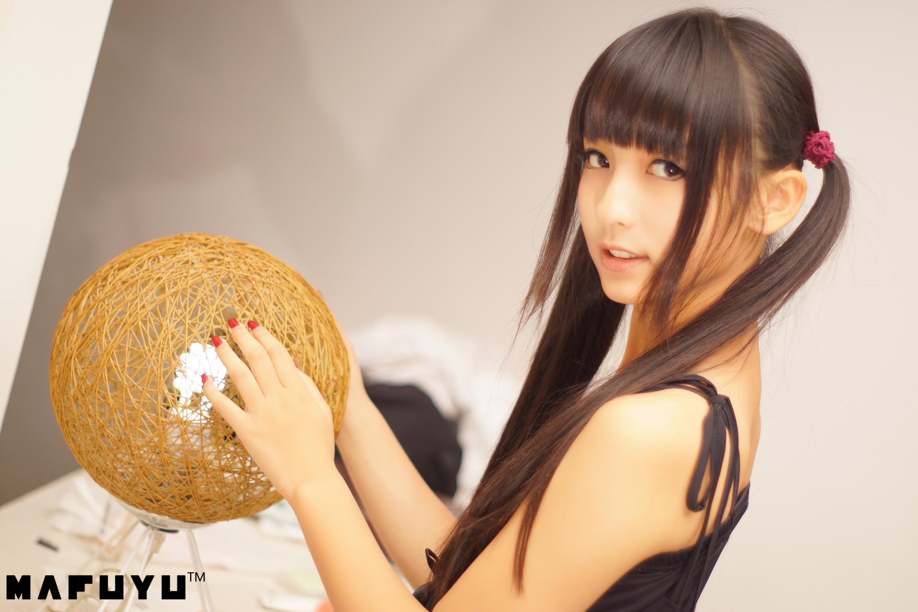 神楽坂真冬《猫咪睡衣》蓝白条纹内裤看光光(48)