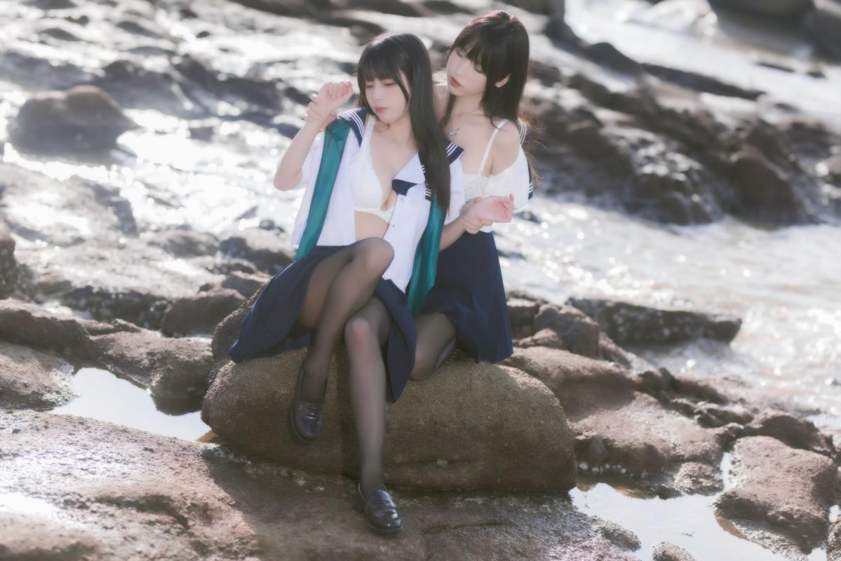 [Cosplay] 三无人型 &不呆猫 水手服百合黑丝(20)