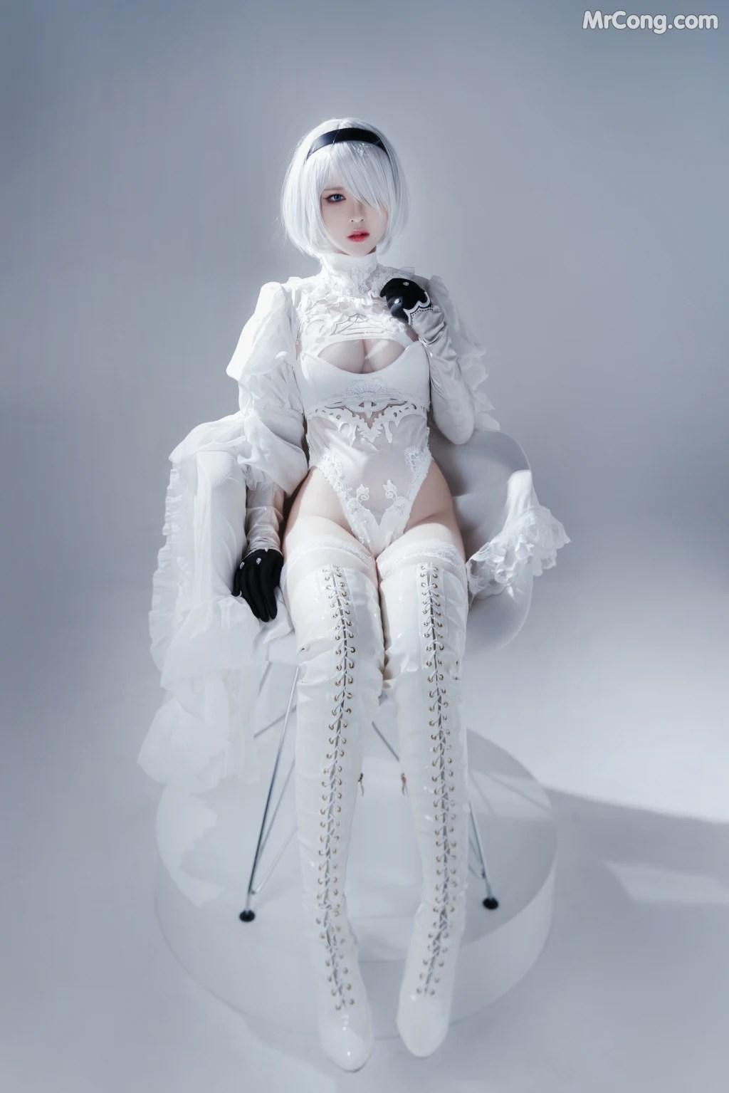 Coser@半半子: Automataヨルハ二号B型 白いドレス (51 photos)(13)
