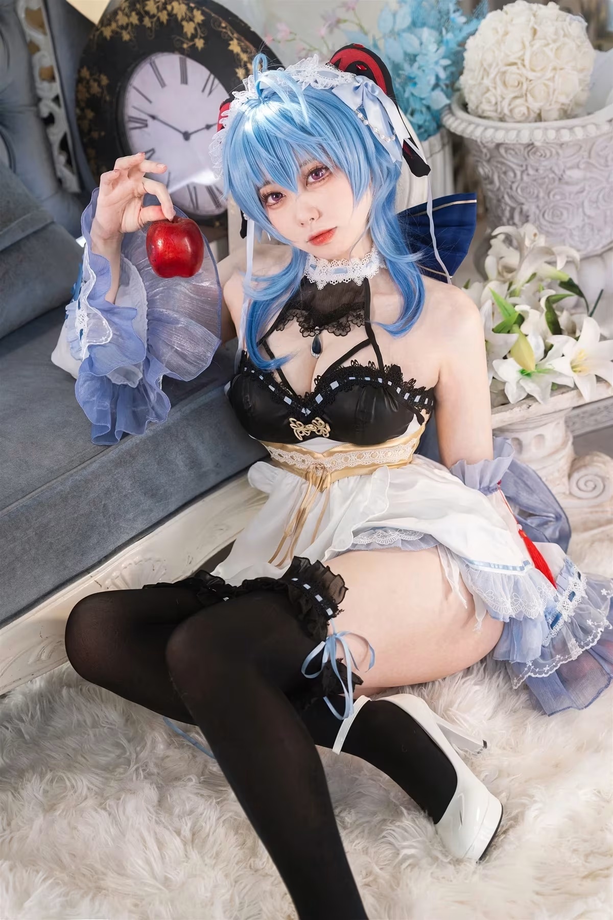 Cosplay 安食Ajiki – 原神 甘雨 & 白貓貓(12)