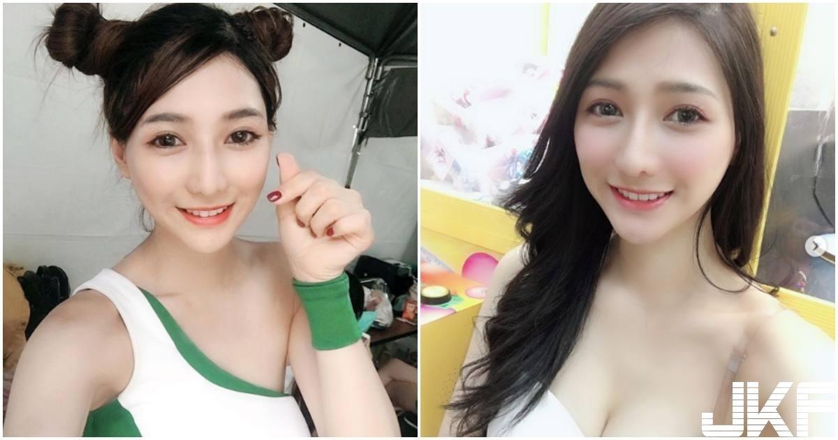 娃娃机前捕获「超甜美正妹」，迷人深沟事业线太辣了！(1)