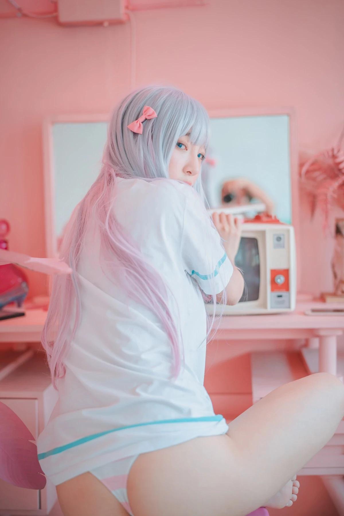 [DJAWA]No.076_模特姜仁卿_Eromanga Sensei主題私房床上性感運動服迷人誘惑寫真41P(18)