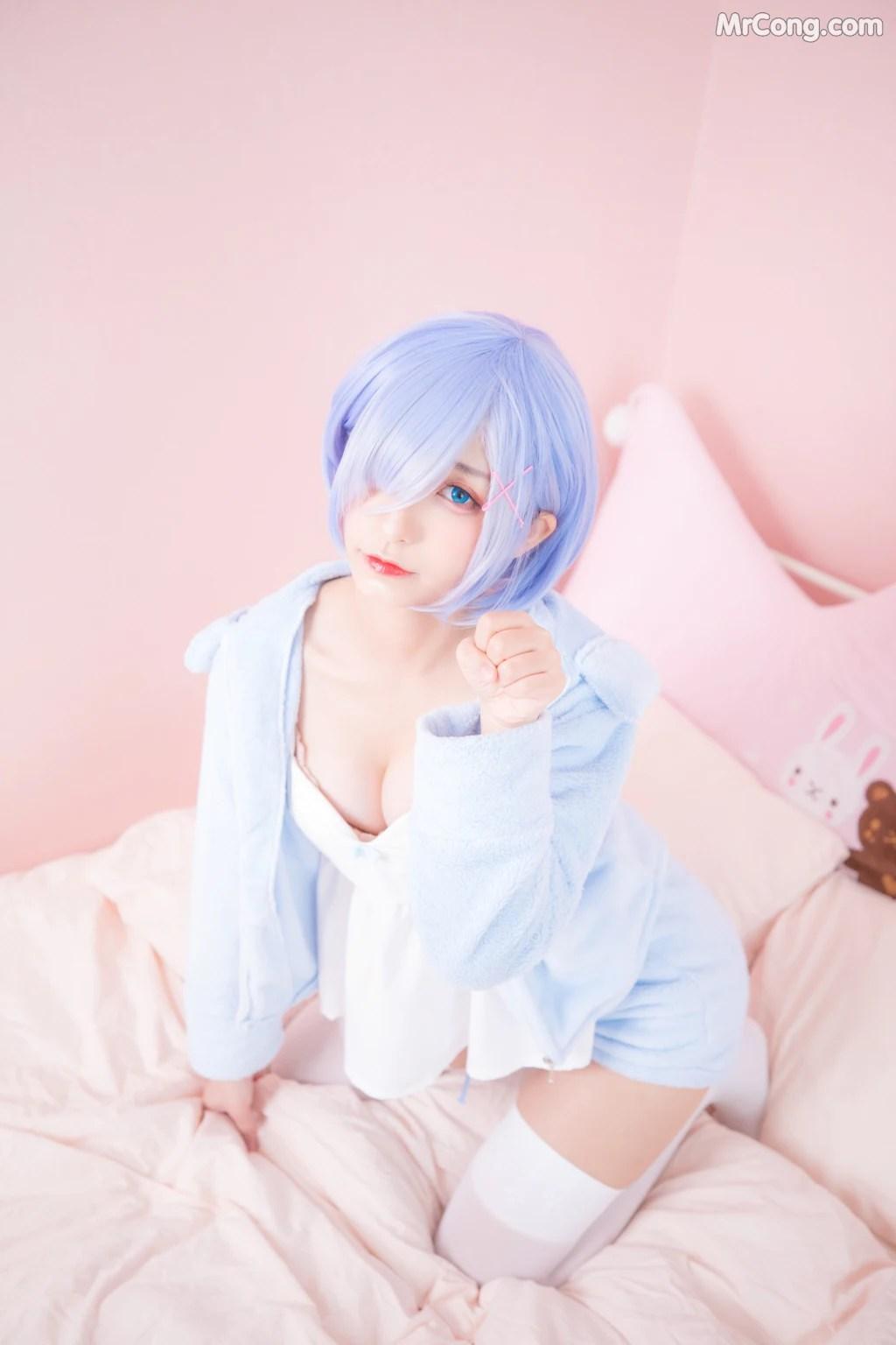 Coser@神楽坂真冬 Vol.005: 蕾姆 Milk by blue (150 photos)(150)