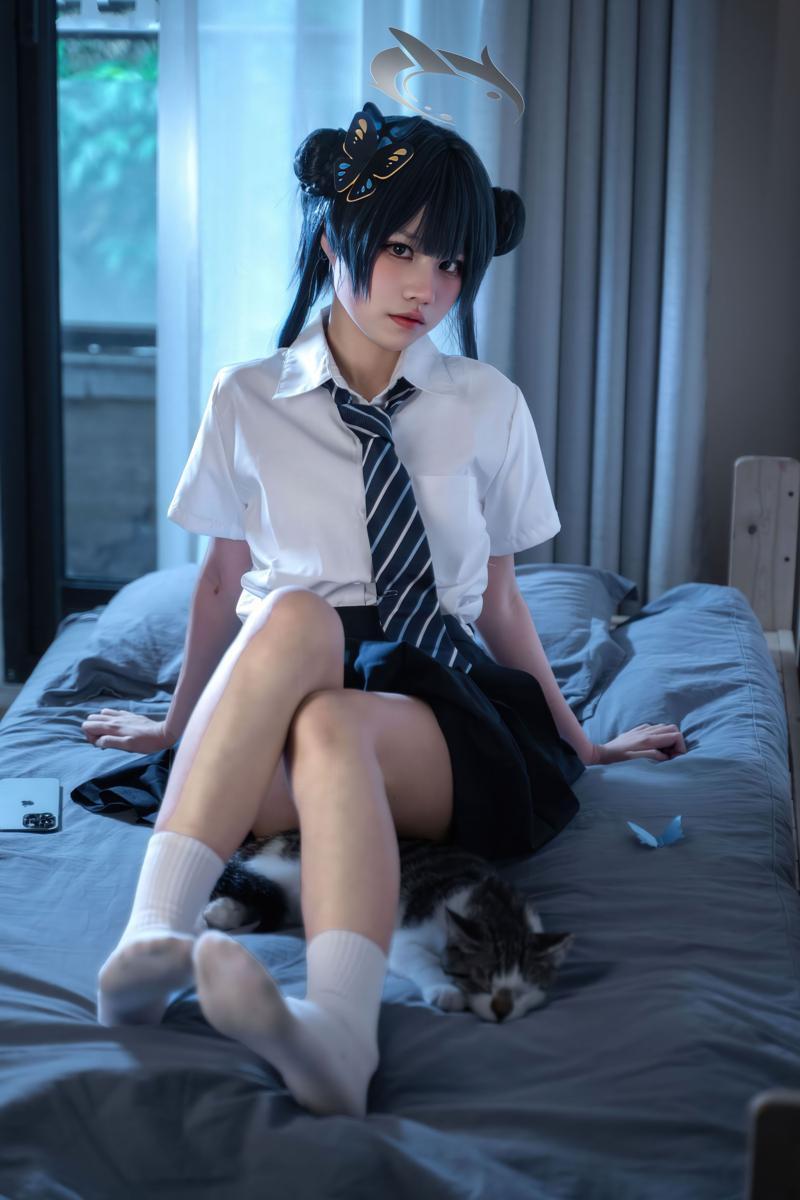 [Cosplay] 清水凪 蔚蓝档案 龙华妃咲 JK(17)