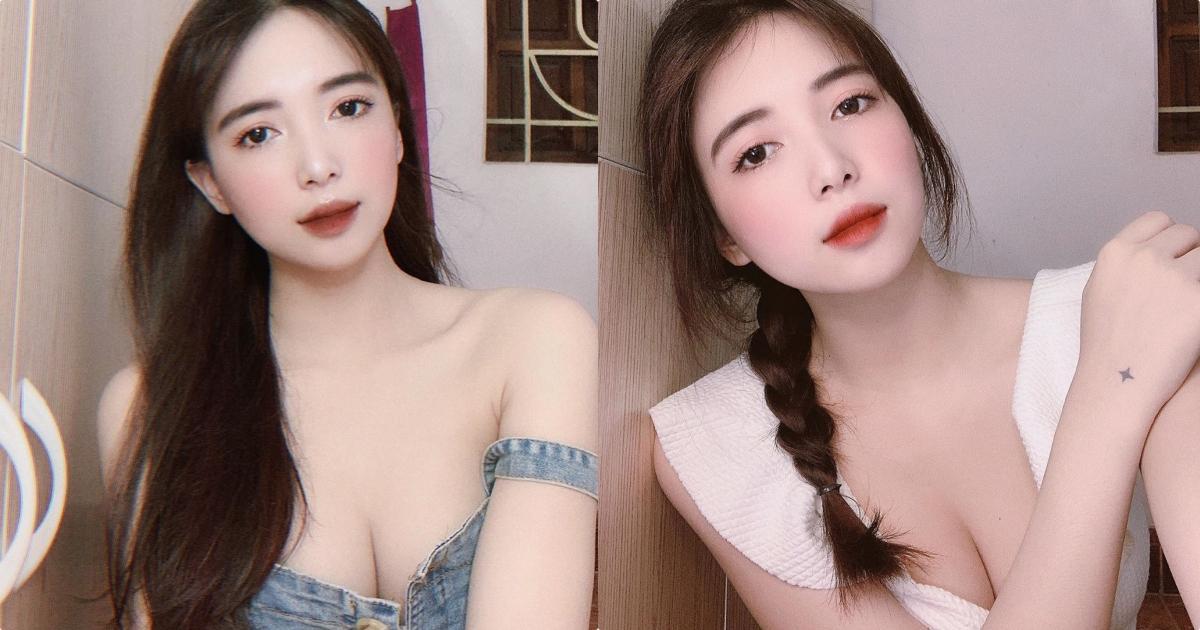 性感尤物「Phạm Trang」衣服不穿好，「白皙酥胸」快掉出来了！(1)