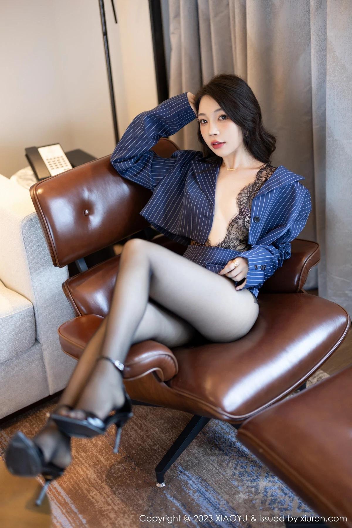 [XiaoYu畫語界]Vol.1114_女神徐莉芝Booty黑色薄紗情趣服配超薄黑絲秀曼妙身姿誘惑寫真90P(29)