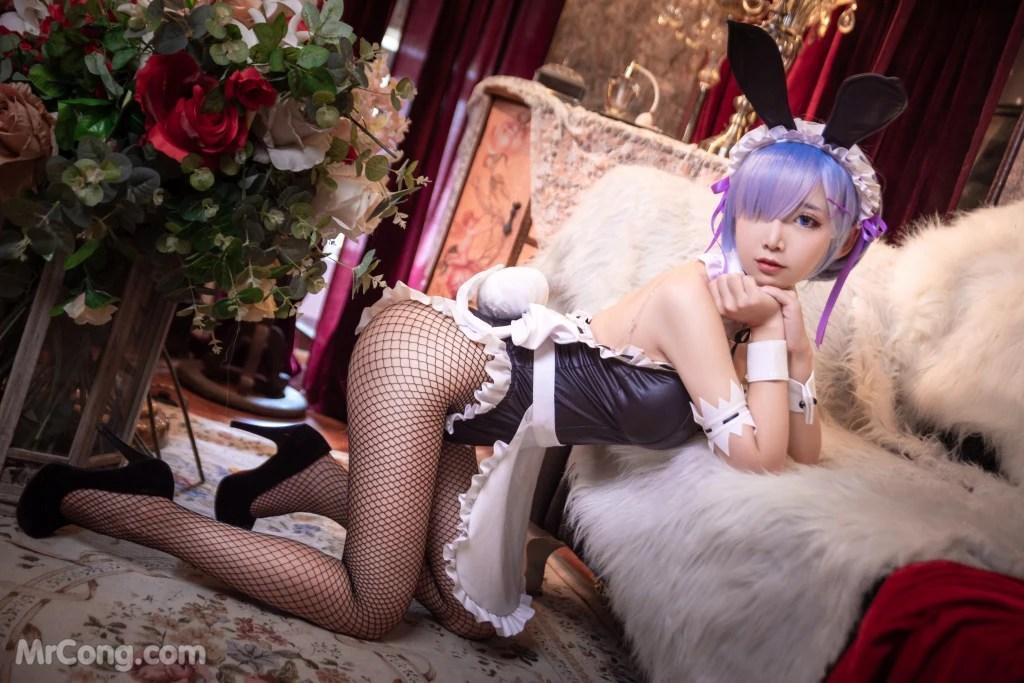 Coser@面饼仙儿 No.058: 网袜蕾姆 (27 photos)(22)