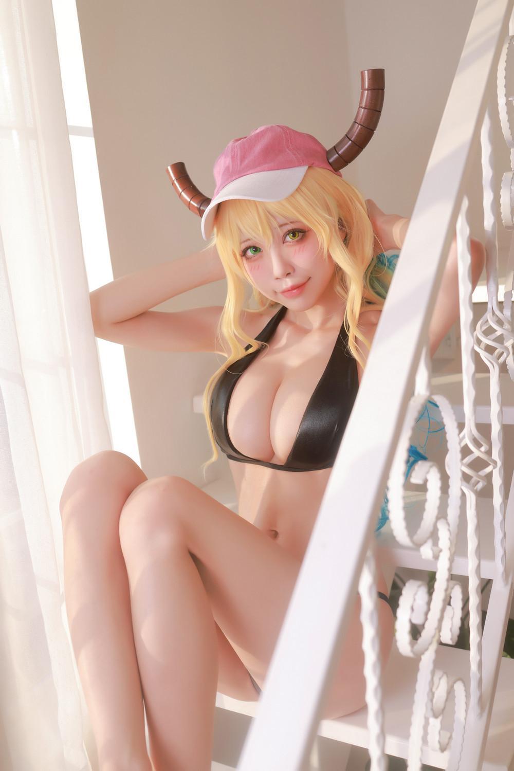 水淼Aqua《小林家的龙女仆-露科亚》黑色比基尼挑逗你(8)