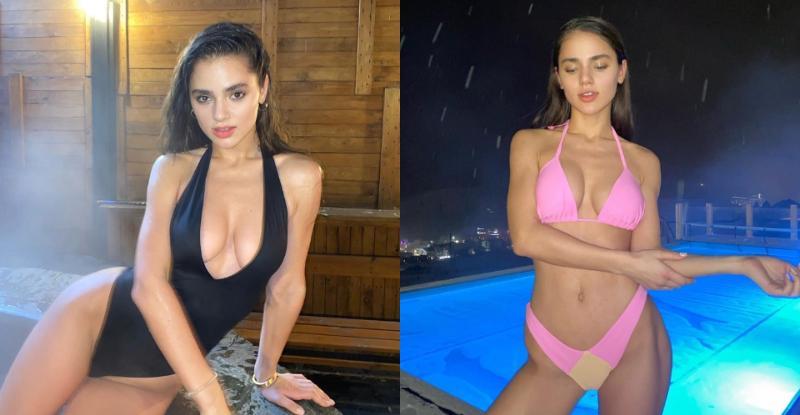 乌克兰小妖精「魅惑电眼」勾魂摄魄　深U泳装下「浑圆肉球」呼之欲出(1)