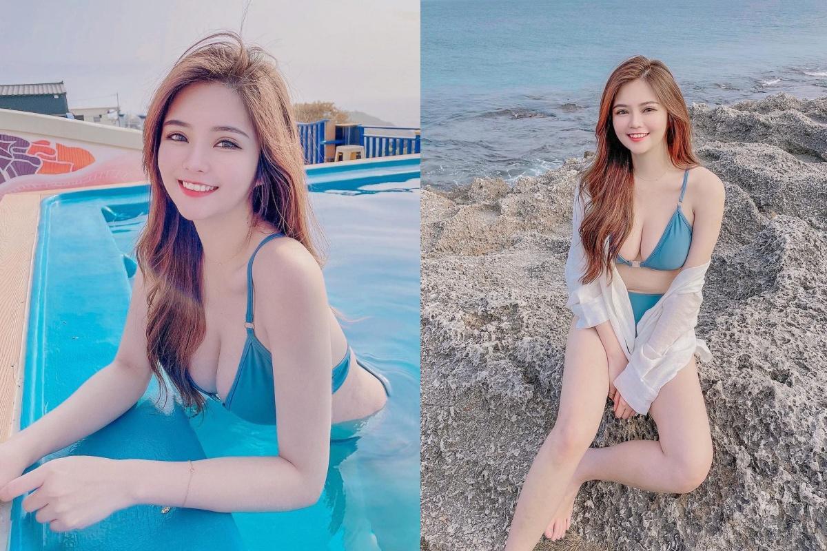 笑容满分！电眼美人 Ira 晒夏日泳衣穿搭  解放「F 级事业线」收服网友-小湿妹图(9)