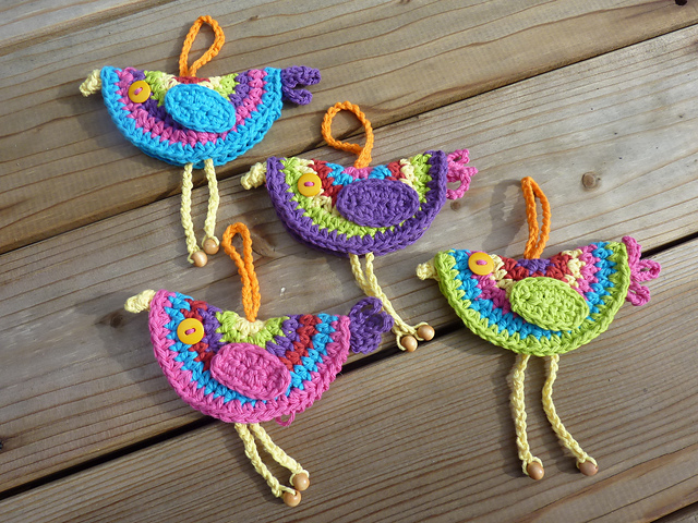 crocheted birds