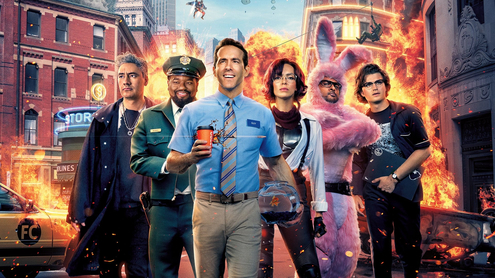 Starring, ryan reynolds, jodie comer, . Free Guy Hd Wallpaper Background Image 1920x1080