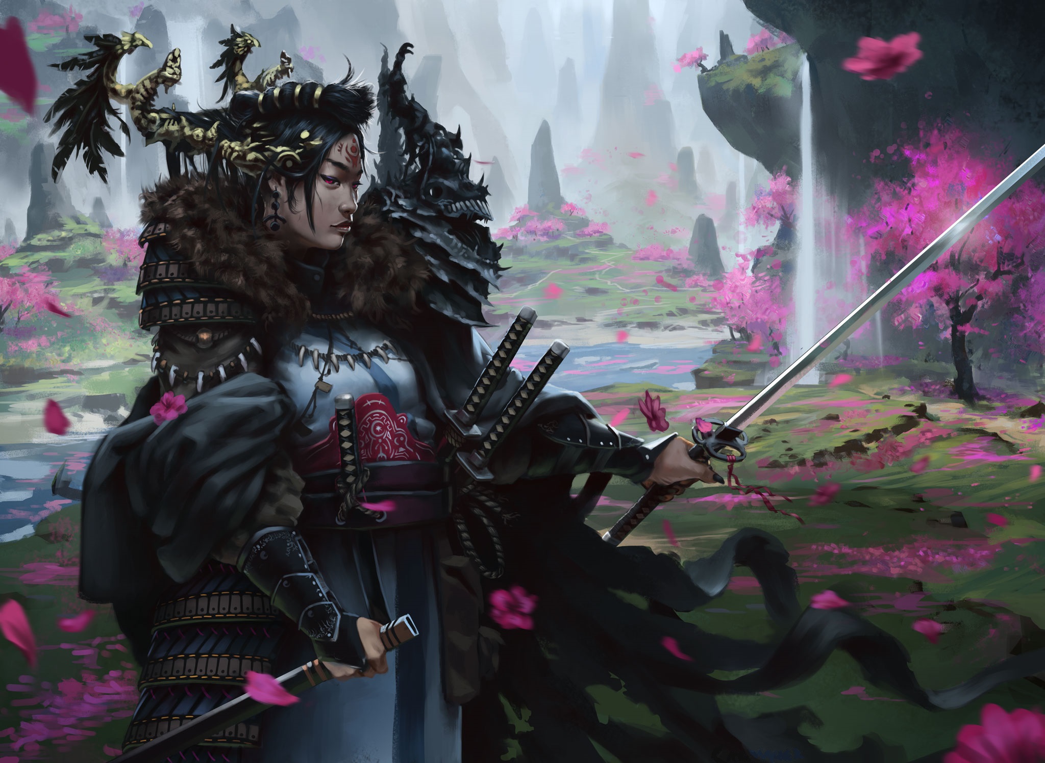 Customize your desktop, mobile phone and tablet with our cherry blossom wallpapers . Fantasy Samurai Hd Wallpaper Background Image 2048x1497