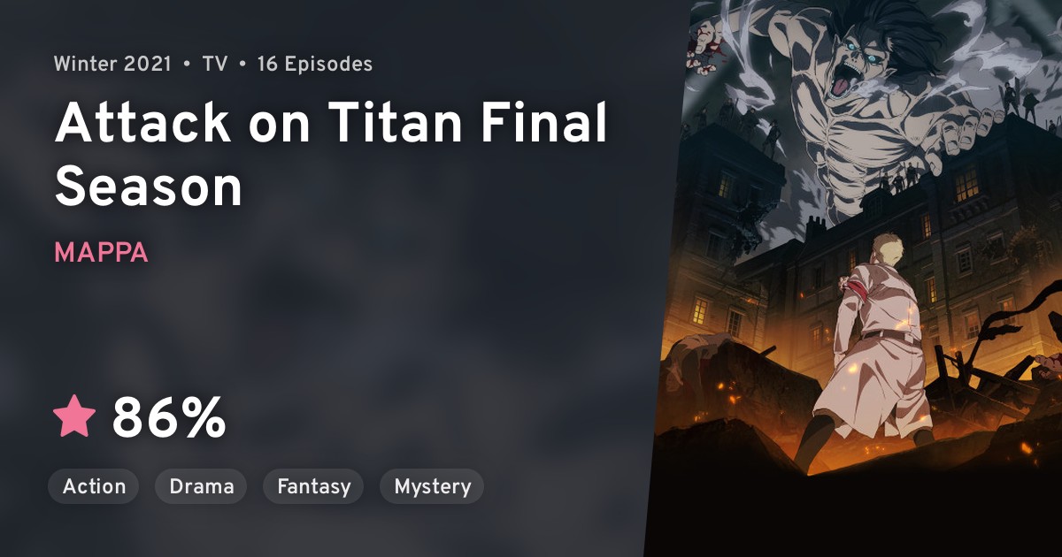 The final season (japanese) · genres: Shingeki No Kyojin The Final Season Attack On Titan Final Season Anilist