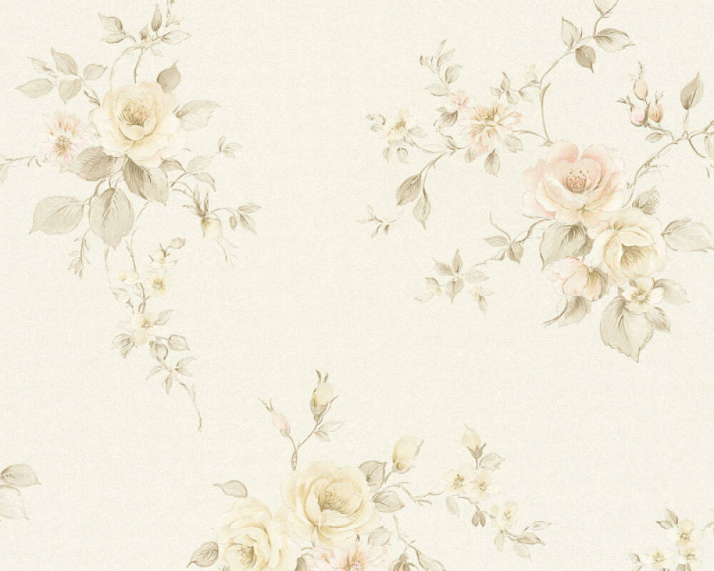 Beige Flower Wallpaper / A S Creation Wallpaper Flowers Beige Cream