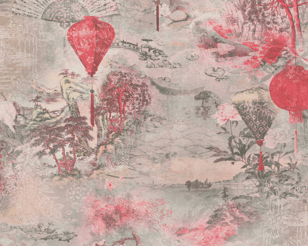 Download the perfect fusion pictures. A S Creation Wallpaper Floral Black Grey Pink Red 374662