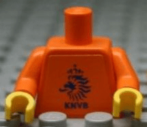 Bricklink Part 973pb0770c01 Lego Torso Soccer Dutch National Player Knvb Logo Sticker Front Black White Number Sticker Back Pattern Specify Number In Listing Orange Arms Yellow Hands Minifigure Torso