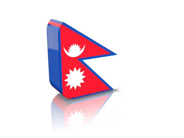 Many people in nepal understand english and hindi as well. Rectangular icon. Illustration of flag of Nepal