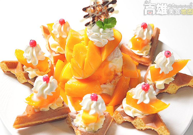 乳酪、冰鎮芒果、鬆餅的層層口感！全館蔬食鬆餅不容錯的芒果午茶/鬆餅先生