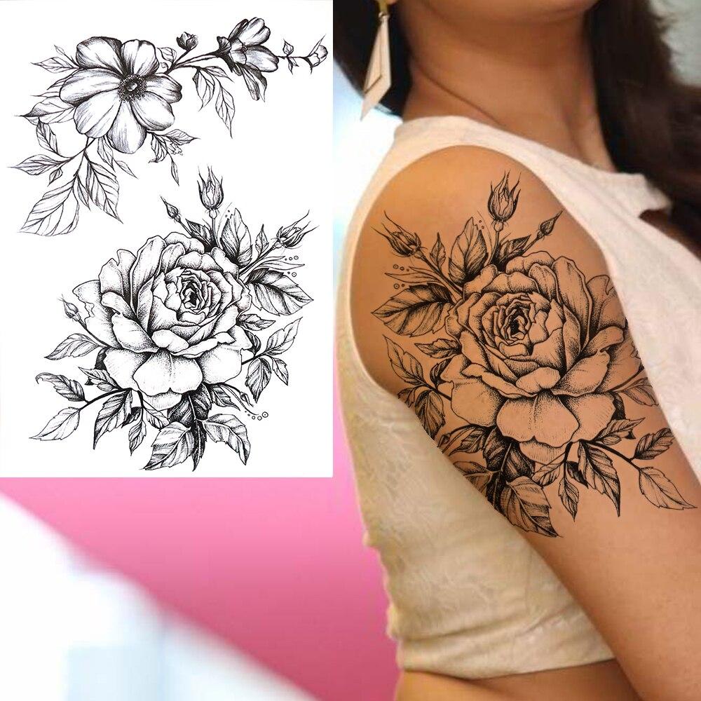 3D Fiore Peonia Rosa Tatuaggio Temporaneo Per Donna Ragazza Dahlia Rosa Nero Tatuaggio Adesivo Falso Flora Foglie Impermeabile Tatoos Cosce Acquista In Modo Economico — Spedizione Gratuita, Recensioni Reali Con Foto — Joom 1000_x_1000_jpg