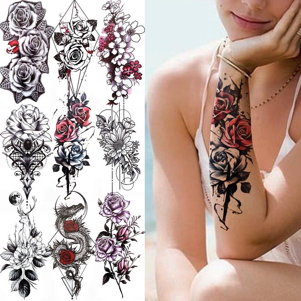 Black Flower Dragon Temporary Tattoo 3D Peony Daisy Rose Tatuaggio Falso Per Donna Ragazza Geometric Body Art Braccio Tatoo Adesivo Braccio Gamba Acquista In Modo Economico — Spedizione Gratuita, Recensioni Reali Con 1000_x_1000_jpg